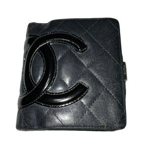 CHANEL Calfskin Quilted Cambon Bi-Fold Wallet Black